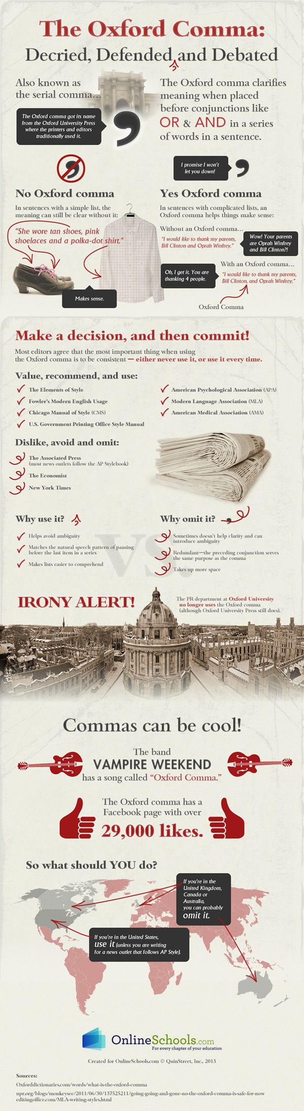 Infographic about the Oxford comma